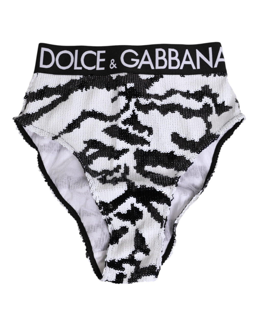 Women’s Dolce & Gabbana Black White Sequin High Waist Panty Underwear