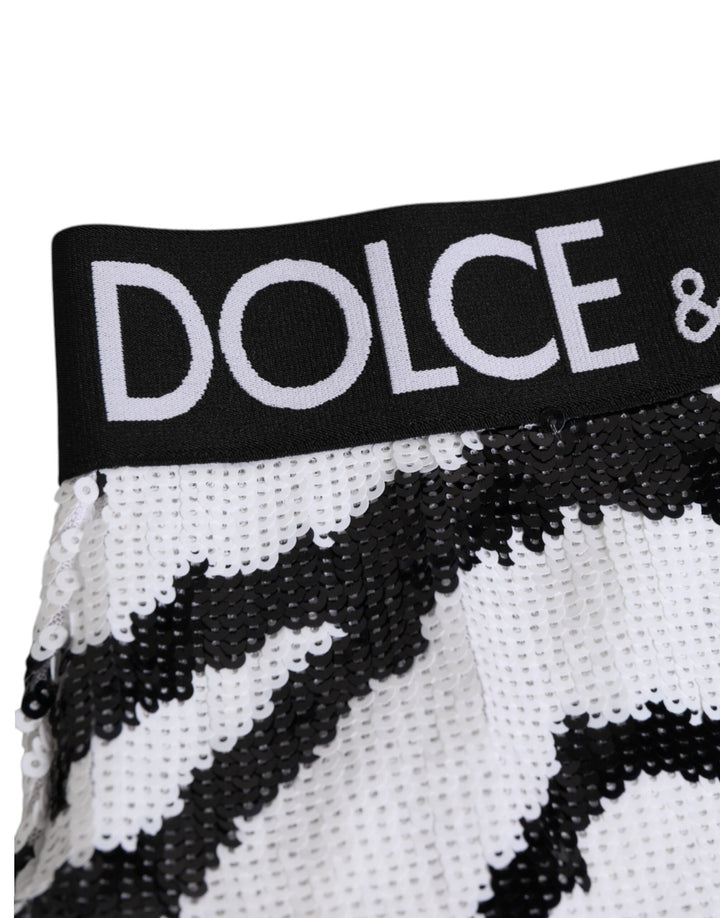 Women’s Dolce &amp; Gabbana Black White Sequin High Waist Panty Underwear