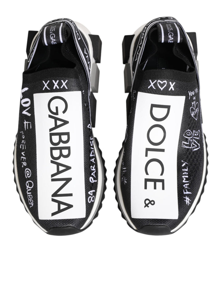 Dolce &amp; Gabbana Black White Sorrento Low Top Sneakers Shoes