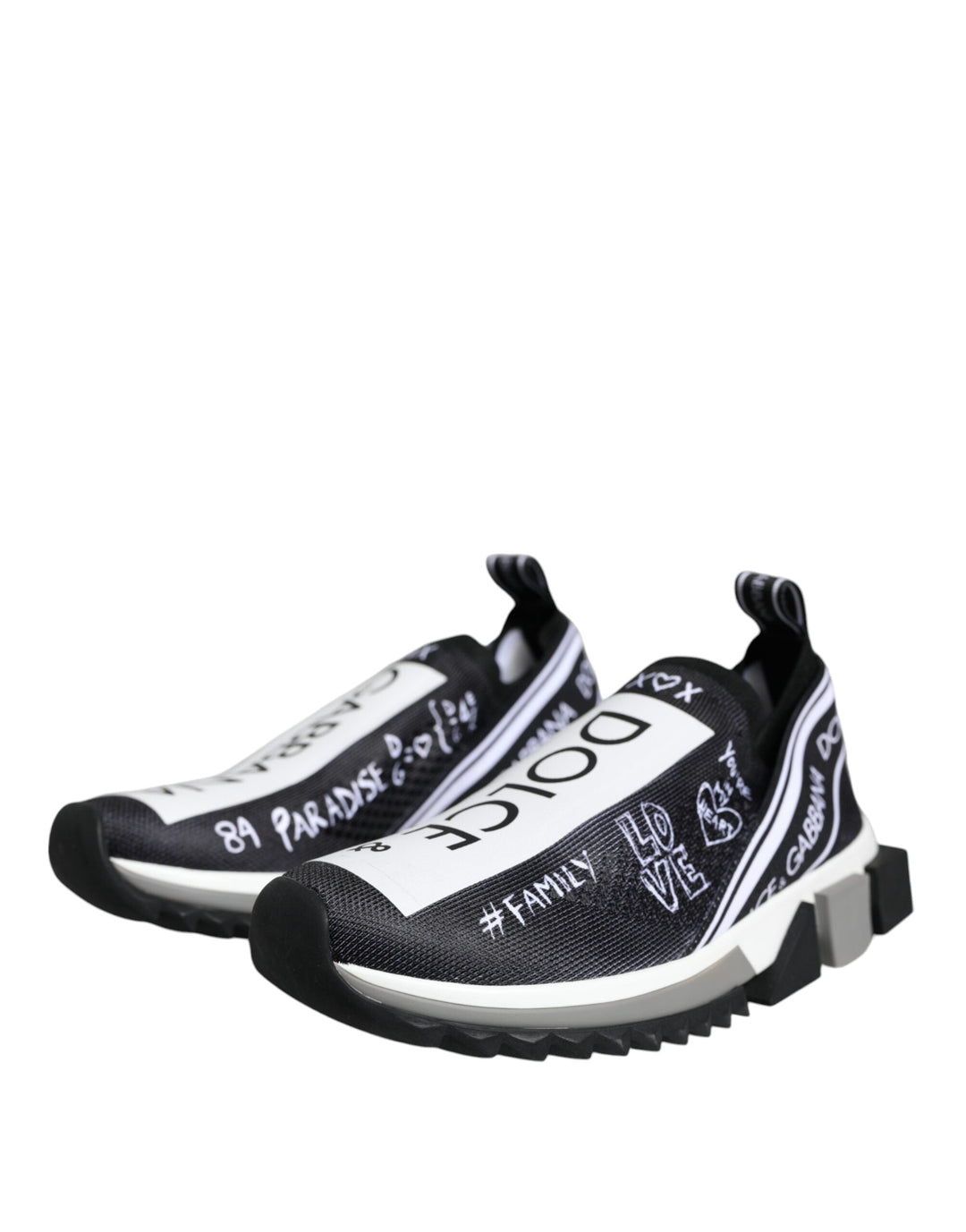 Dolce &amp; Gabbana Black White Sorrento Low Top Sneakers Shoes