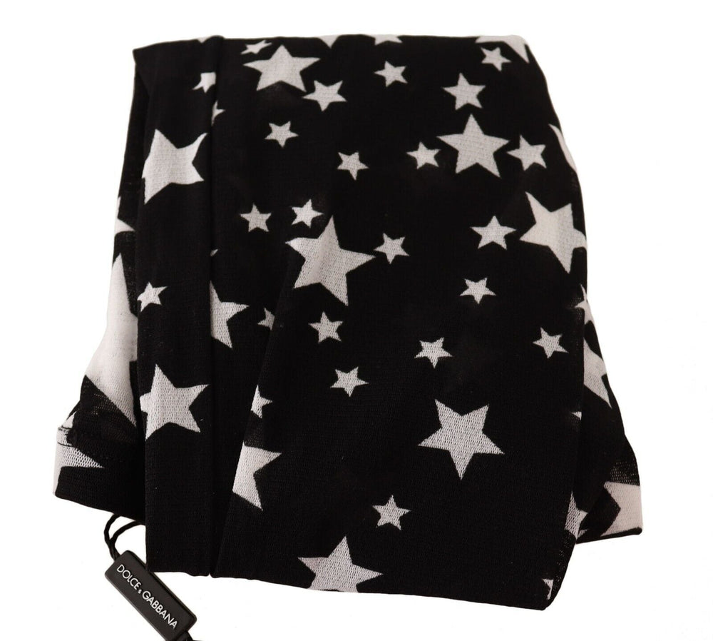 Women’s Dolce & Gabbana Black White Stars Print Nylon Stockings