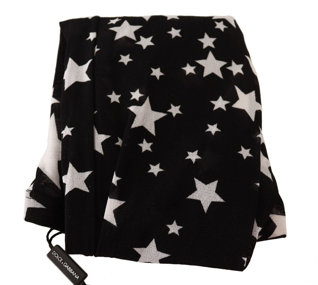 Women’s Dolce &amp; Gabbana Black White Stars Print Nylon Stockings
