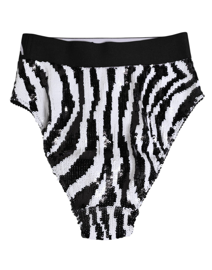 Women’s Dolce &amp; Gabbana Black White Stripes High Waist Panty Underwear