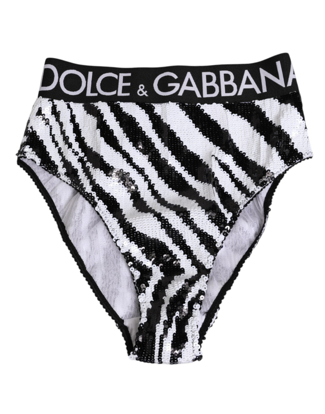 Women’s Dolce &amp; Gabbana Black White Stripes High Waist Panty Underwear