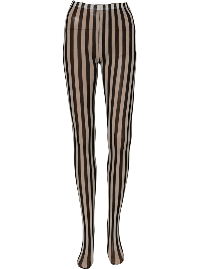 Women’s Dolce &amp; Gabbana Black White Stripes Tights Stocking Pantyhose Socks