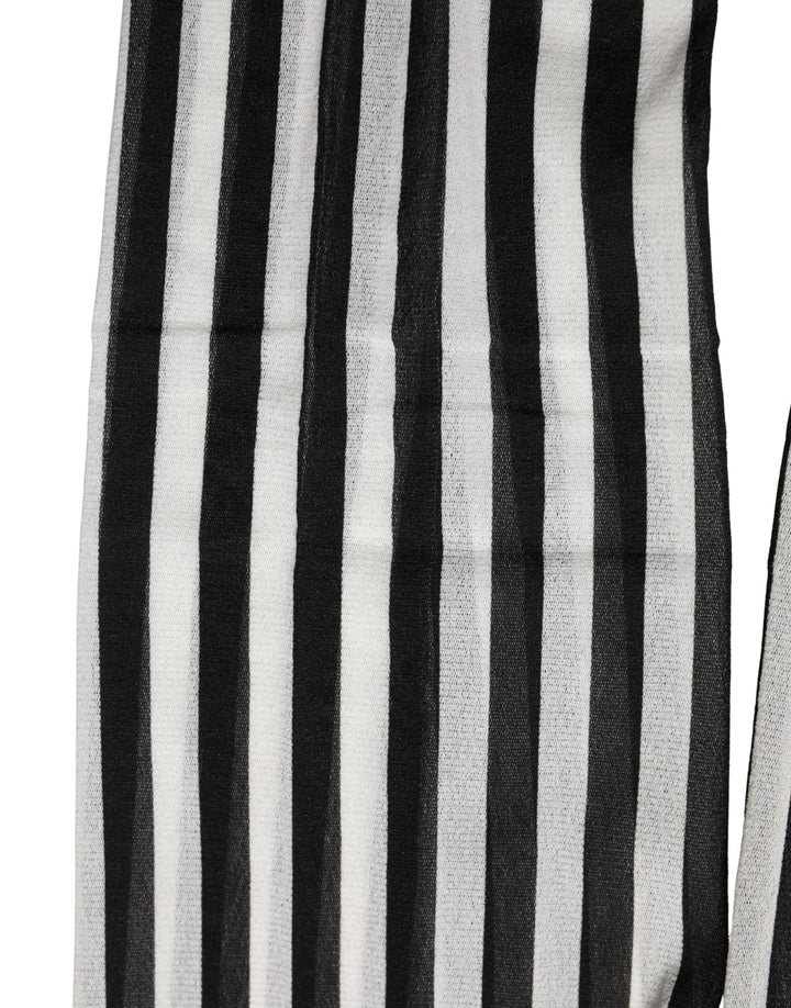Women’s Dolce &amp; Gabbana Black White Stripes Tights Stocking Pantyhose Socks