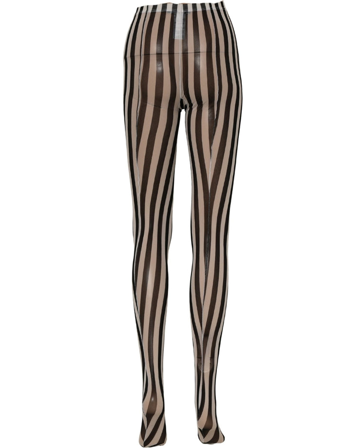 Women’s Dolce &amp; Gabbana Black White Stripes Tights Stocking Pantyhose Socks