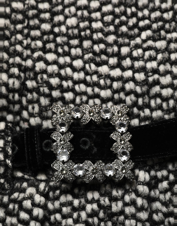 Women’s Dolce &amp; Gabbana Black White Tweed High Waist Pleated Skirt