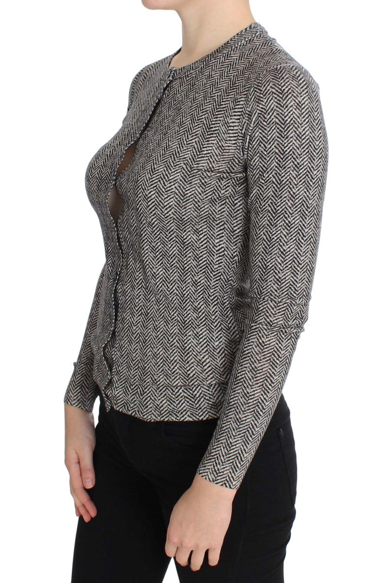 Women’s Dolce & Gabbana Black White Wool Top Cardigan Sweater