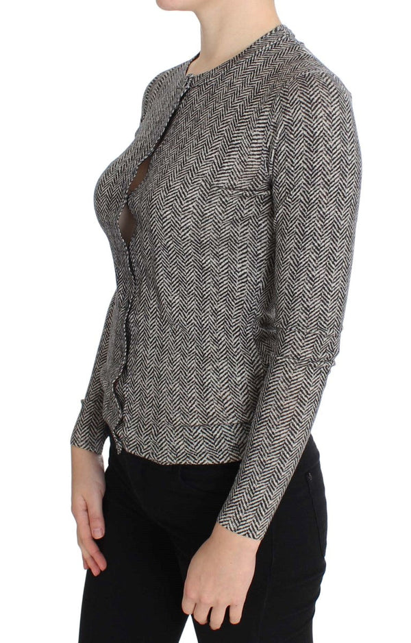 Women’s Dolce & Gabbana Black White Wool Top Cardigan Sweater