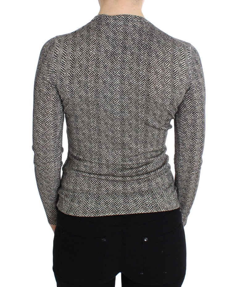 Women’s Dolce &amp; Gabbana Black White Wool Top Cardigan Sweater