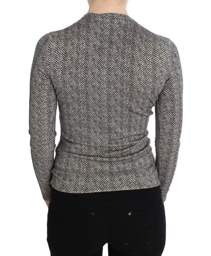 Women’s Dolce &amp; Gabbana Black White Wool Top Cardigan Sweater