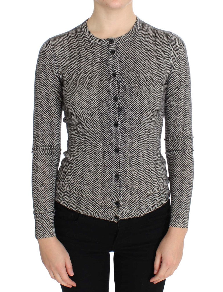 Women’s Dolce &amp; Gabbana Black White Wool Top Cardigan Sweater