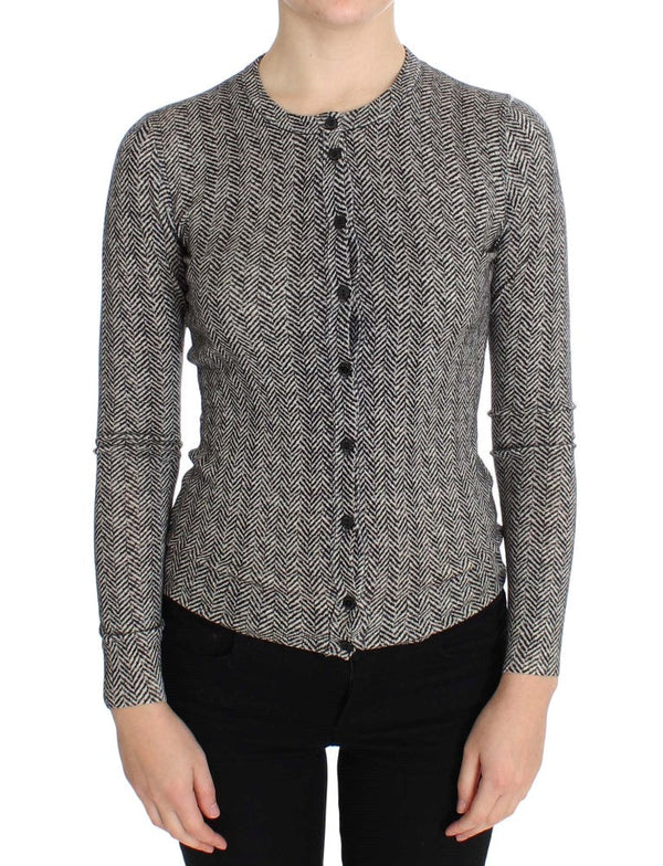 Women’s Dolce & Gabbana Black White Wool Top Cardigan Sweater
