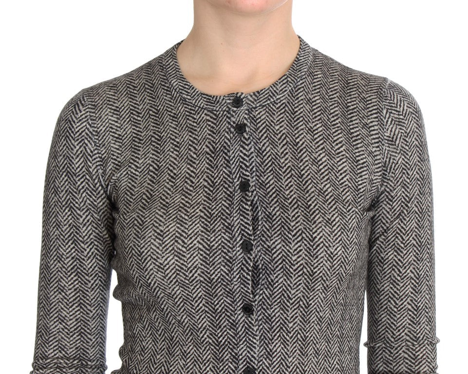 Women’s Dolce &amp; Gabbana Black White Wool Top Cardigan Sweater