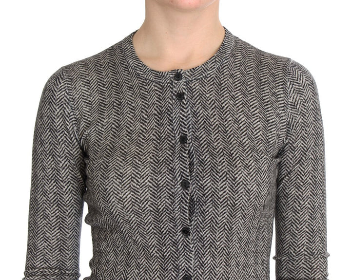 Women’s Dolce &amp; Gabbana Black White Wool Top Cardigan Sweater