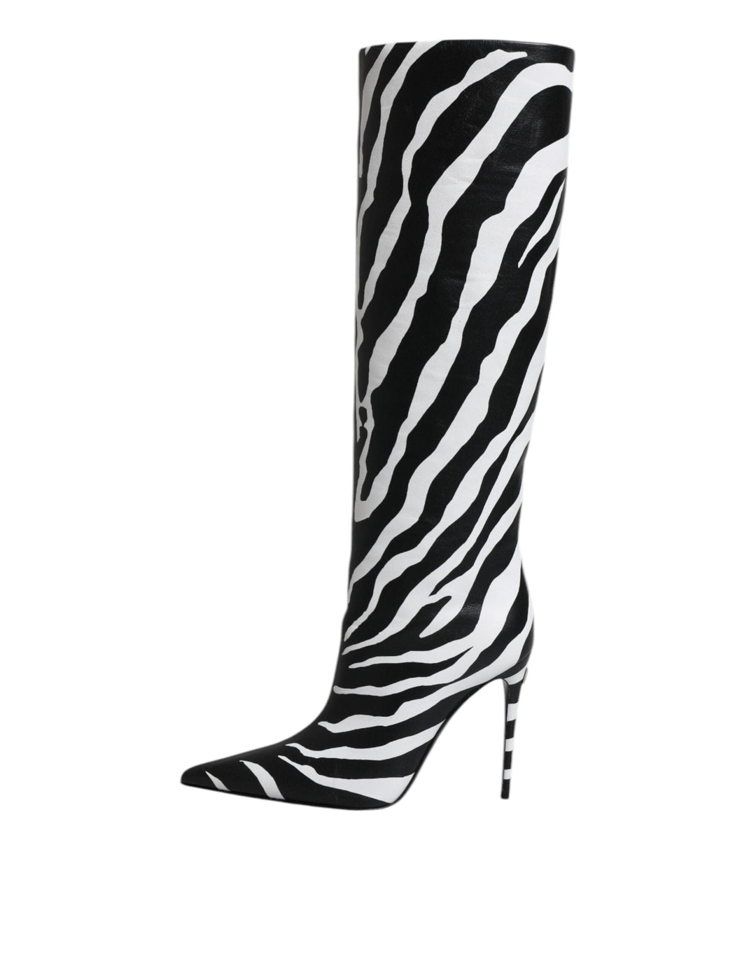 Women’s Dolce &amp; Gabbana Black White Zebra Heels High Boots Shoes