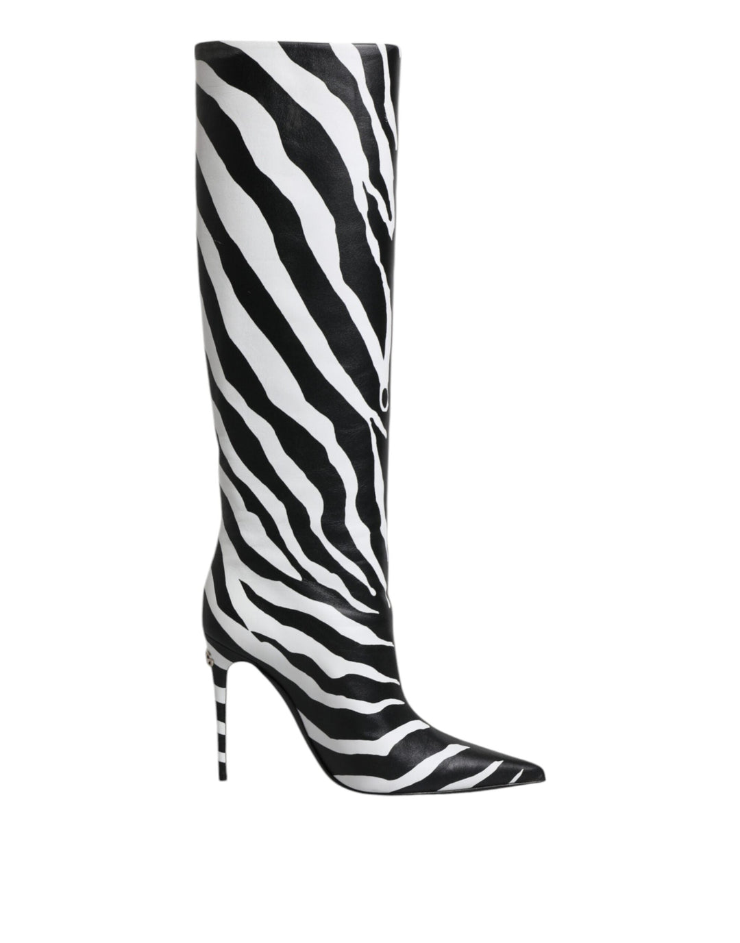 Women’s Dolce &amp; Gabbana Black White Zebra Heels High Boots Shoes