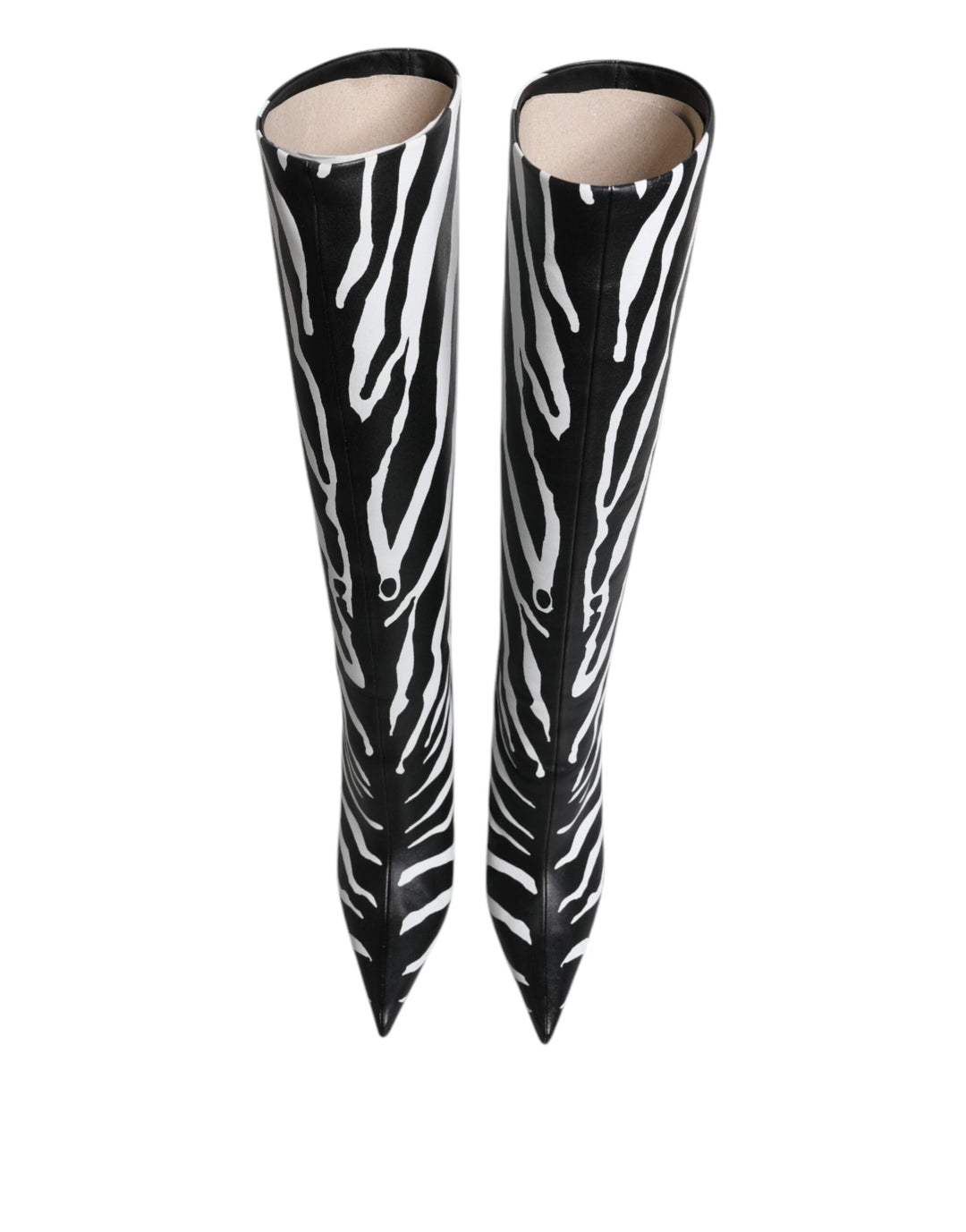 Women’s Dolce &amp; Gabbana Black White Zebra Heels High Boots Shoes