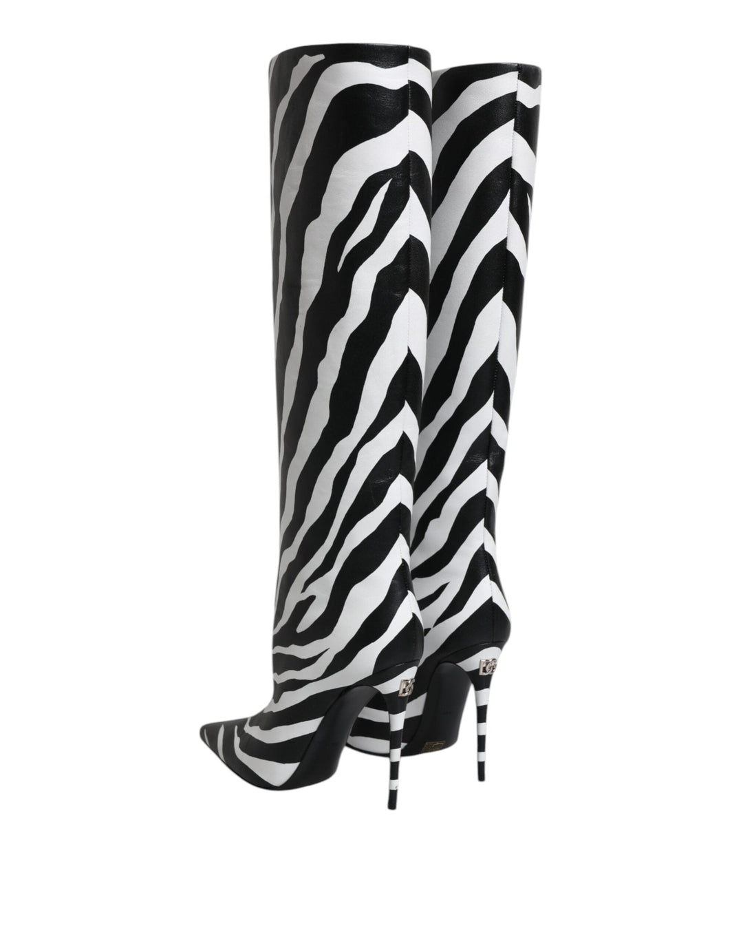 Women’s Dolce &amp; Gabbana Black White Zebra Heels High Boots Shoes