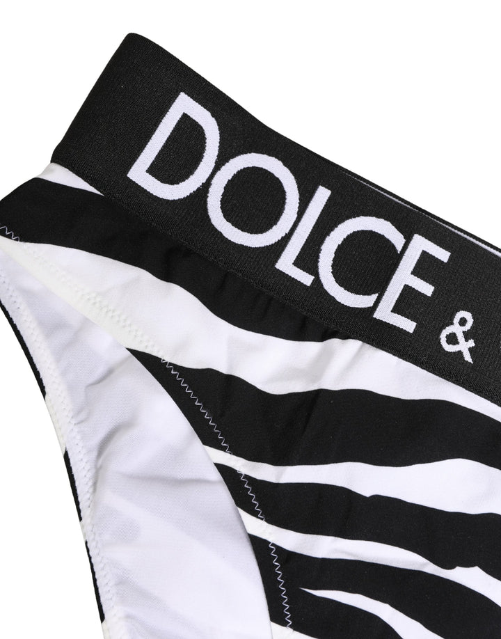 Women’s Dolce &amp; Gabbana Black White Zebra Print Brief Panty Underwear