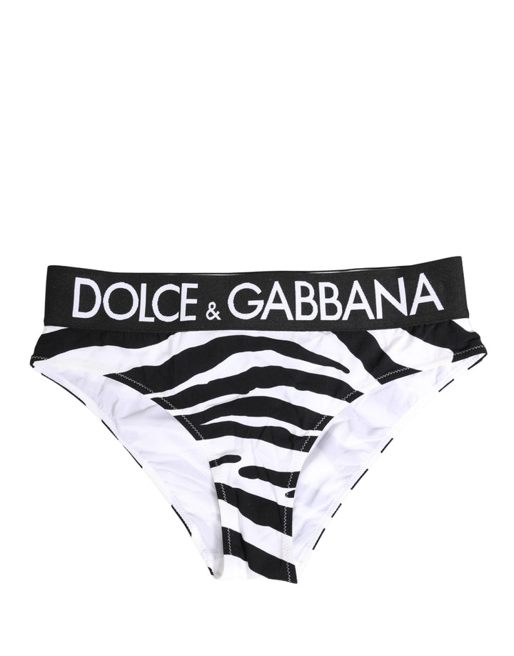Women’s Dolce &amp; Gabbana Black White Zebra Print Brief Panty Underwear