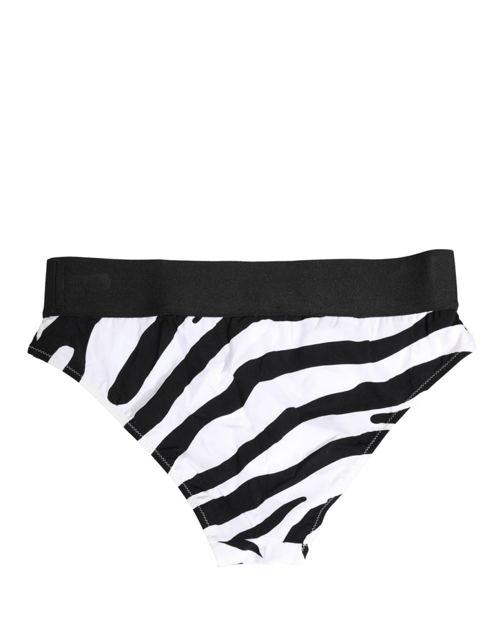 Women’s Dolce &amp; Gabbana Black White Zebra Print Brief Panty Underwear