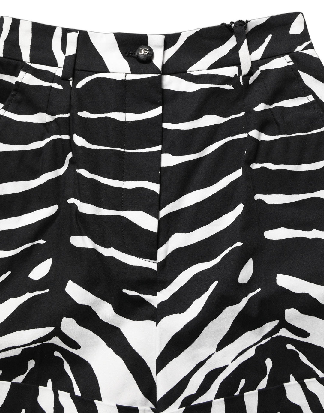 Dolce &amp; Gabbana Black White Zebra Print Cotton High Waist Shorts