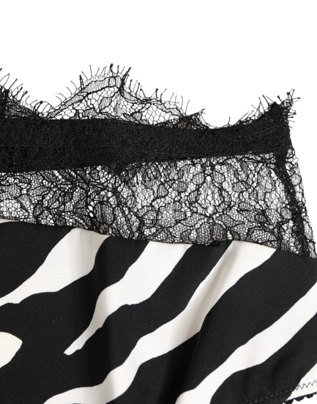 Women’s Dolce &amp; Gabbana Black White Zebra Print Lace Trim High Underwear