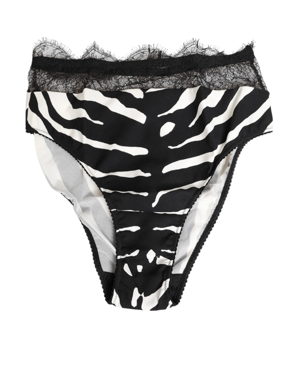 Women’s Dolce & Gabbana Black White Zebra Print Lace Trim High Underwear