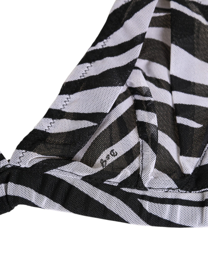 Women’s Dolce &amp; Gabbana Black White Zebra Print Sheer Mesh Bralette Underwear