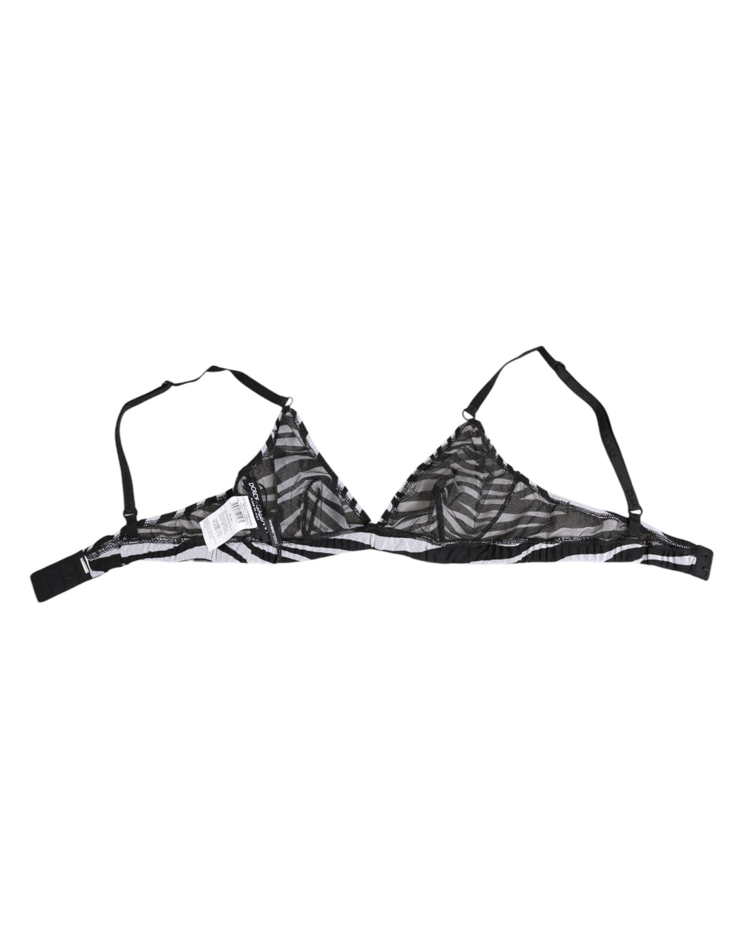 Women’s Dolce &amp; Gabbana Black White Zebra Print Sheer Mesh Bralette Underwear