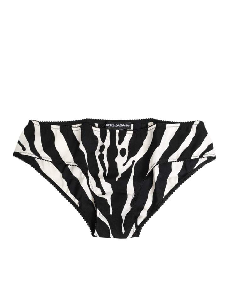 Women’s Dolce &amp; Gabbana Black White Zebra Print Slip Briefs Underwear
