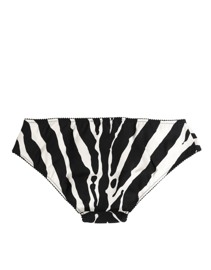 Women’s Dolce &amp; Gabbana Black White Zebra Print Slip Briefs Underwear