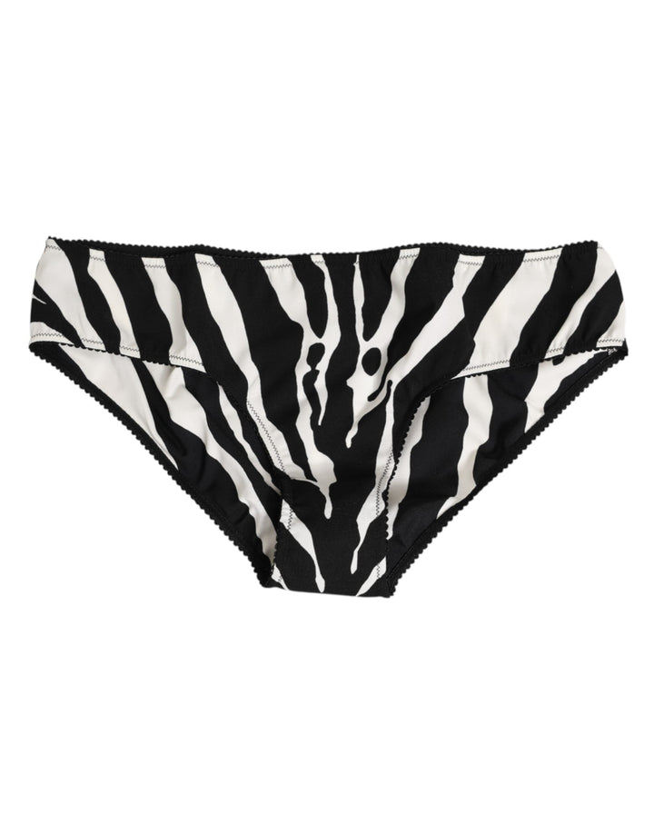 Women’s Dolce &amp; Gabbana Black White Zebra Print Slip Briefs Underwear