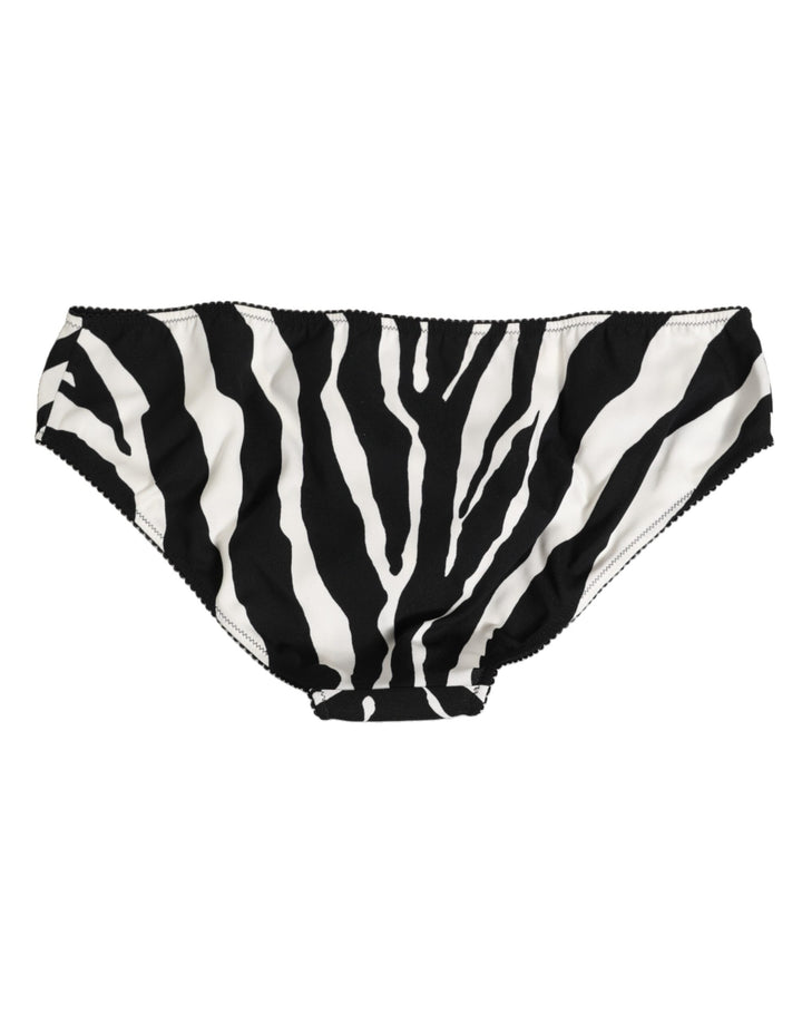 Women’s Dolce &amp; Gabbana Black White Zebra Print Slip Briefs Underwear