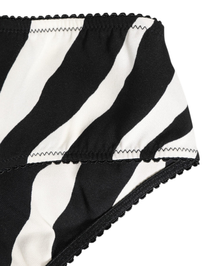 Women’s Dolce &amp; Gabbana Black White Zebra Print Slip Briefs Underwear