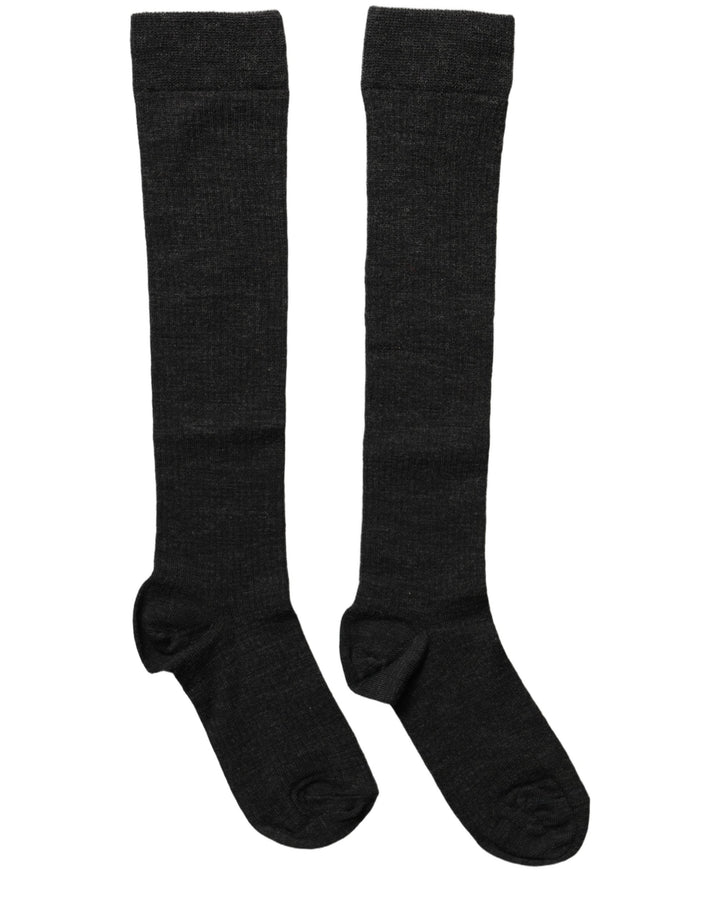 Dolce &amp; Gabbana Black Wool Knit Calf Long Women Accessory Socks