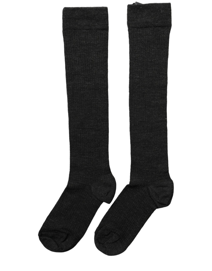 Dolce &amp; Gabbana Black Wool Knit Calf Long Women Accessory Socks