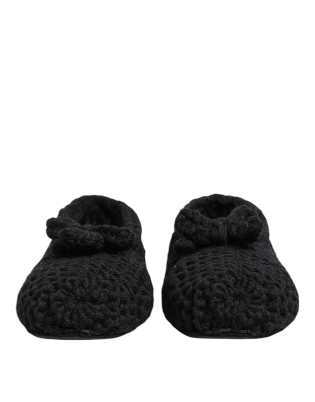 Women’s Dolce &amp; Gabbana Black Wool Knit Slip on Ballerina Flats Shoes