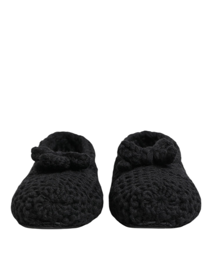 Women’s Dolce &amp; Gabbana Black Wool Knit Slip on Ballerina Flats Shoes