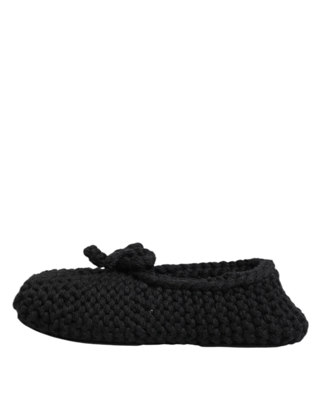 Women’s Dolce &amp; Gabbana Black Wool Knit Slip on Ballerina Flats Shoes