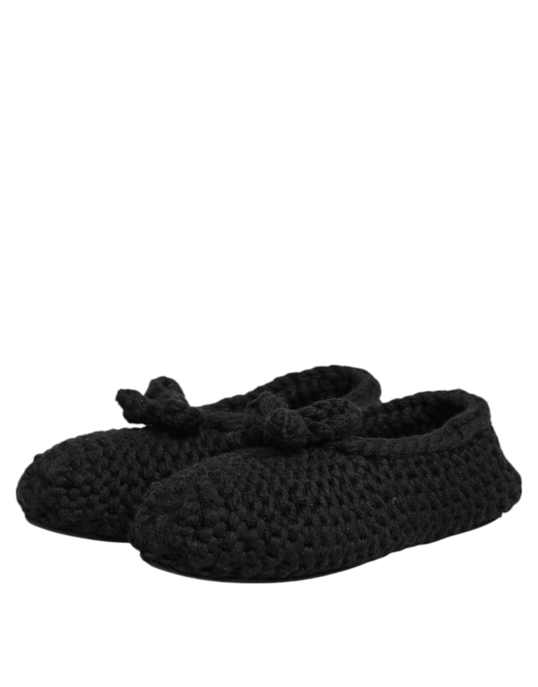Women’s Dolce &amp; Gabbana Black Wool Knit Slip on Ballerina Flats Shoes