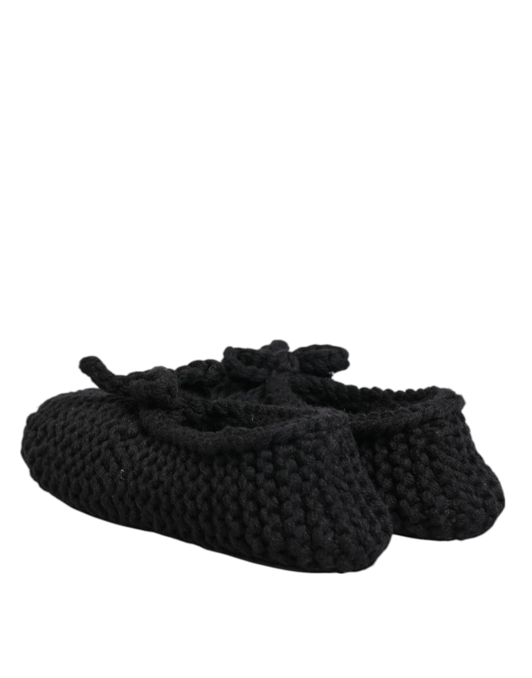 Women’s Dolce &amp; Gabbana Black Wool Knit Slip on Ballerina Flats Shoes