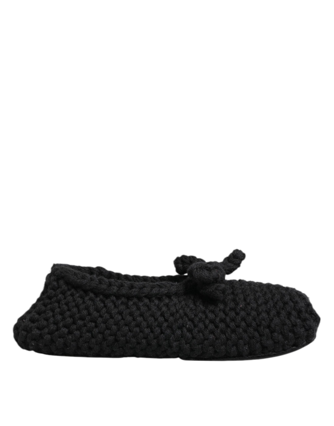 Women’s Dolce &amp; Gabbana Black Wool Knit Slip on Ballerina Flats Shoes