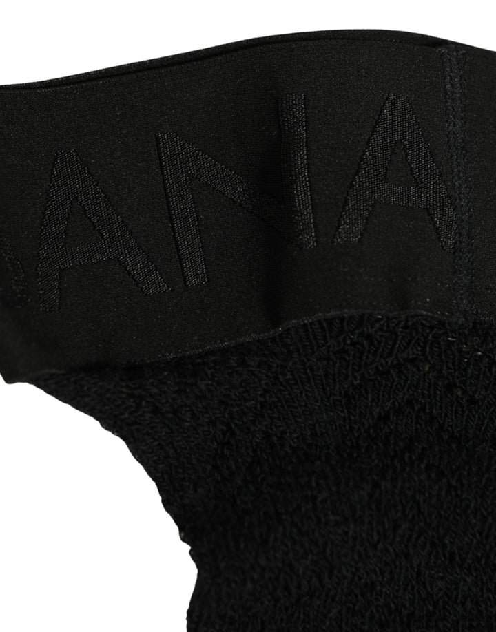 Women’s Dolce &amp; Gabbana Black Wool Logo Calf Long Women Accessory Socks