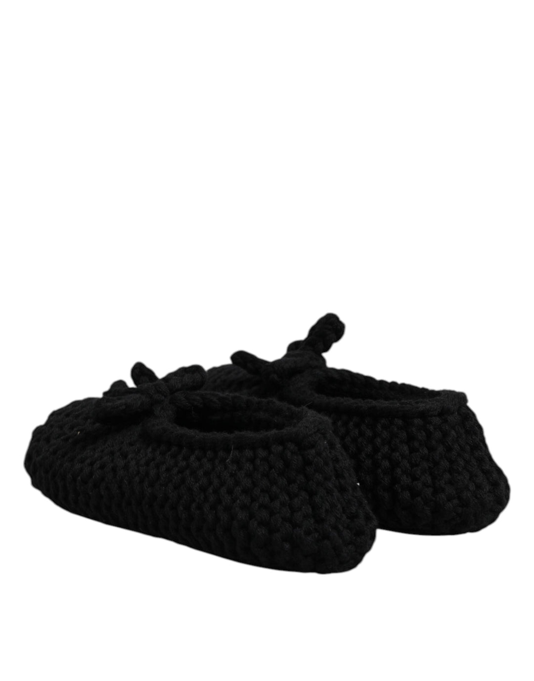Women’s Dolce &amp; Gabbana Black Wool Slip on Flats Ballerina Shoes