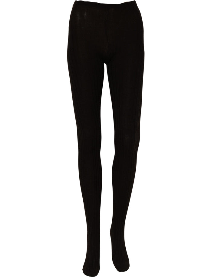 Dolce &amp; Gabbana Black Wool Tights Stocking Pantyhose One Size Socks