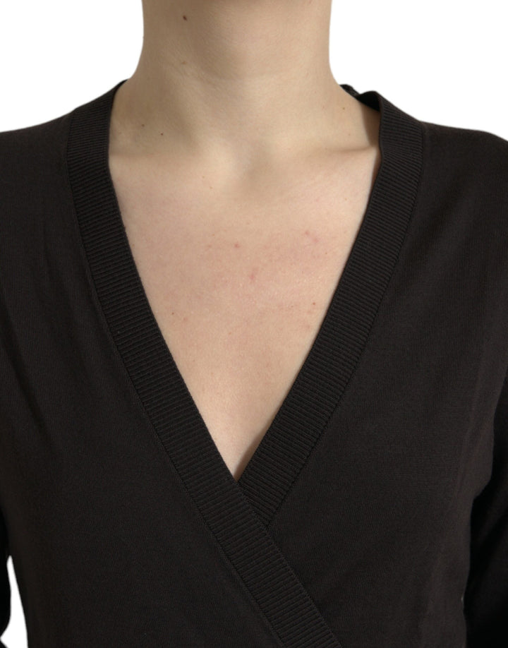 Women’s Dolce &amp; Gabbana Black Wool V-neck Crossed Cardigan Sweater
