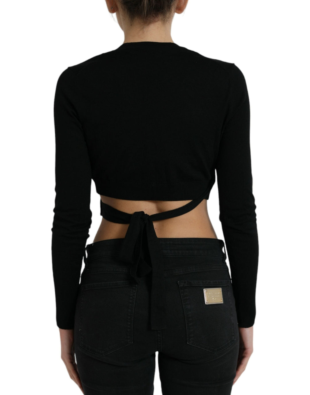 Women’s Dolce &amp; Gabbana Black Wool V-neck Crossed Cardigan Sweater